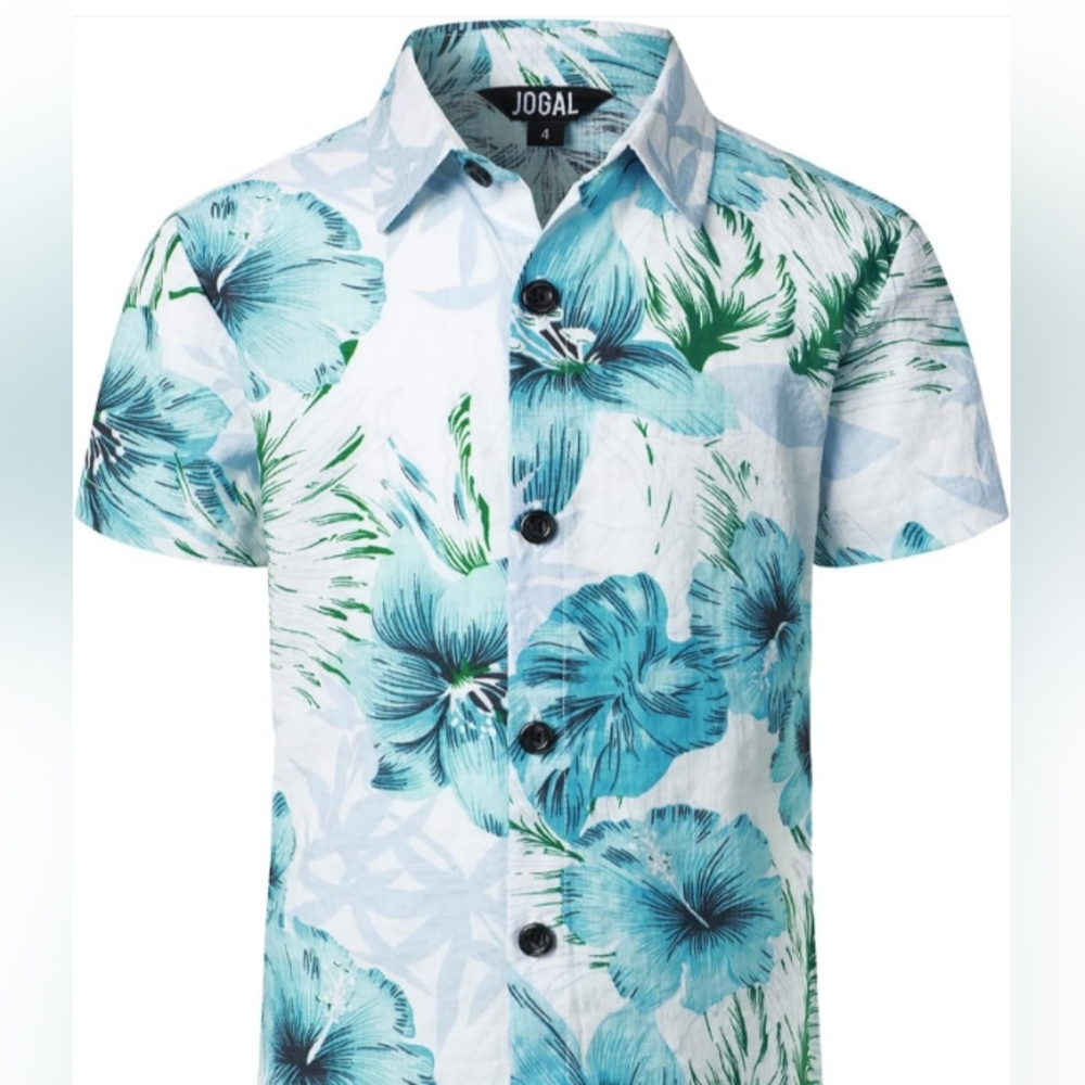 JOGAL Hawaiian Shirt Casual Button Down Short Sleeve  Size 12 NWT